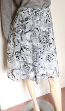 Per Una vtg Y2K light grey rose floral print burnout fabric a line skirt size 16