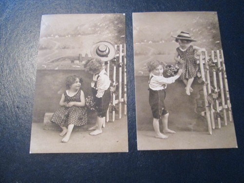 Postcards two children - postcards,