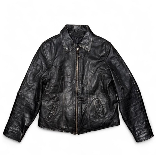 Vintage black leather cafe - leather,