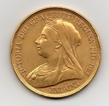 1893 Gold Five Pounds, Victoria Veiled head