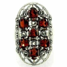 Silver Ring Garnet Natural Red