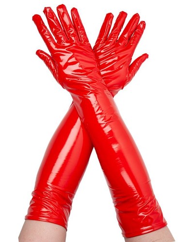 Adult pvc long gloves red - long,