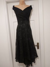 DEBUT BLACK OFF SHOULDER SHIMMERING DEVORE CHIFFON LONG MIDI PARTY DRESS SIze 14