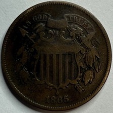 1865 US 2 Cent Coin 2c Exact