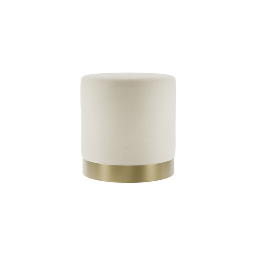Lara cream velvet pouffe - velvet,