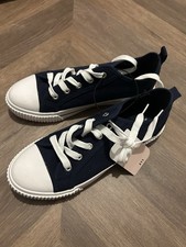 Ladies Navy Canvas Thick Soled