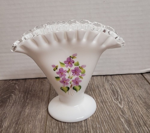 Fenton white silver crest fan - fenton,