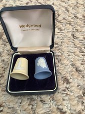 blue and yellow jasperware wedwood thimbles (pair)