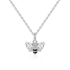 Kid's Sterling Silver Bumble Bee Necklace Created with Zircondia® Crystals
