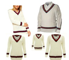 Womens Cricket Sweater/Jumper Long Sleeve Casual Wears V Neck Cable Knitted Top
