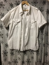 Blue Inc. White Old Guard Short Sleeved Summer Shirt w/Ruffles Size L Large L@@K