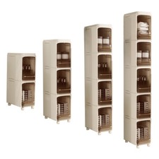 2-5 Tier Slim Narrow Bathroom Storage Cabinet Storage Unit on Wheels with Doors