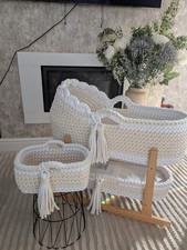 Crochet Moses Basket 3 Set + 2 mattresses 6-8 Weeks Delivery NOT THE STAND
