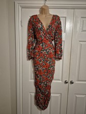 Bnwt Red Floral Midi Dress