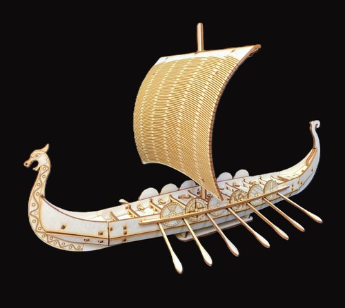 Laser cut wooden viking long - viking,