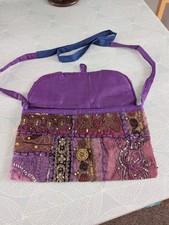 PATCHWORK MULTICOLOURED DECORATED COTTON SMALL SHOULDER BAG