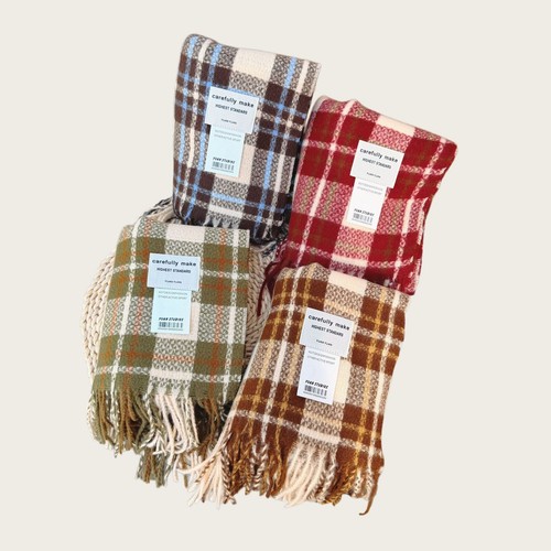 Women plaid scarf - women, autumn