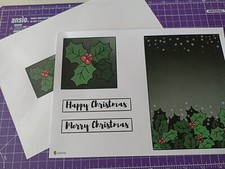 1 layered decoupage card topper and matching insert kit, Holly, Christmas, card