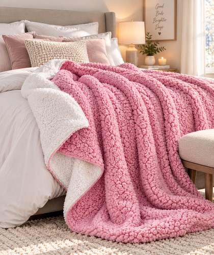 Fluffy sherpa fleece blanket - fluffy,