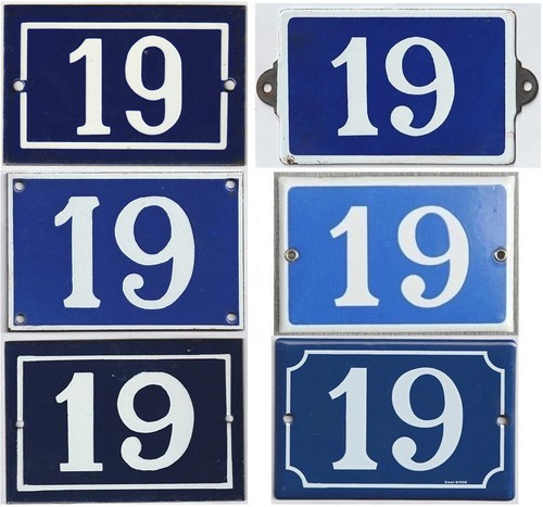 Old blue french house number - old,