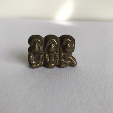 Vintage small Solid Brass 3 Wise Monkeys "Hear See Speak No Evil"