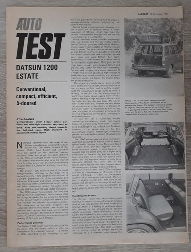Datsun 1200 estate road test - datsun,