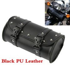Motorcycle Handlebar PU Leather Pannier Saddlebag Roll Barrel Tool Storage Bag