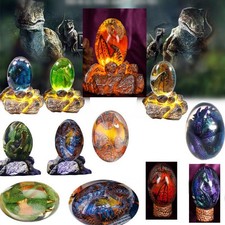Crystal Transparent Lava Dragon Egg Resin Luminous Base Sculpture Decor