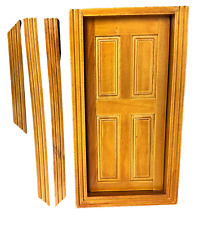 Dolls House Cottage Door Walnut 4 Panel Interior Small Wooden 1:12 Miniature