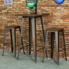 105CM Tall Bar Table Wood Top