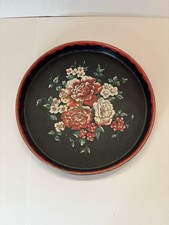 Vintage Round Metal Tray Black