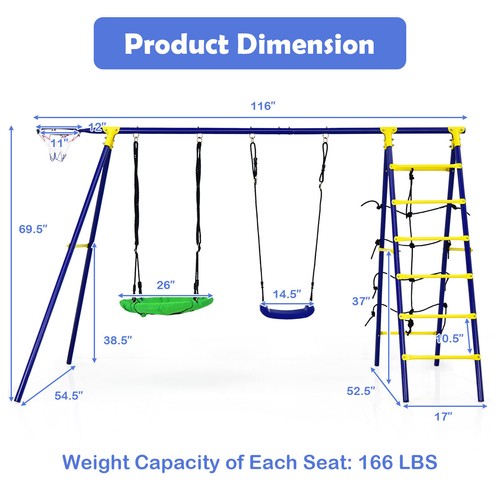 Outdoor kids swing set - 5-in-1,