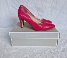 Tamaris "Wortmann" Women's Fuschia Leather Closed Toe Pumps Heels~UK 5.5/EU 39.
