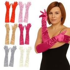 Ladies Long Satin Gloves Opera Evening Prom Elegant Wedding Full Finger Glove