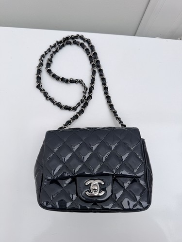 Chanel patent blue navy square - chanel,