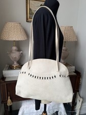 Vintage 80s Bag Charles Jourdan Shoulder Bag Ivory Embossed Medium Leather