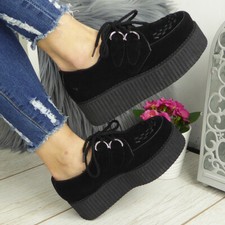 Double Platform Creepers Trainers Womens Goth Punk Pumps Shoes Ladies Sizes