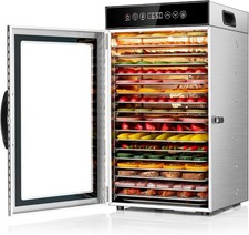 Commercial food Dehydrator 18Tray, 800W Fast Drying, 24H Timer, LED Display