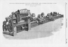 SHARP STEWART & CO Glasgow Triple Geared Lathe Antique Print 1893