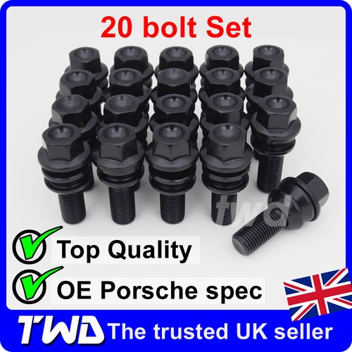 20x black wheel bolts - black,