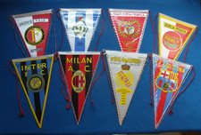 Job Lot of 8 European Vintage Football Pennants inc Milan, Barcelona Madrid etc
