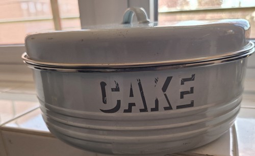 Vintage cake tin pale blue - tin, in