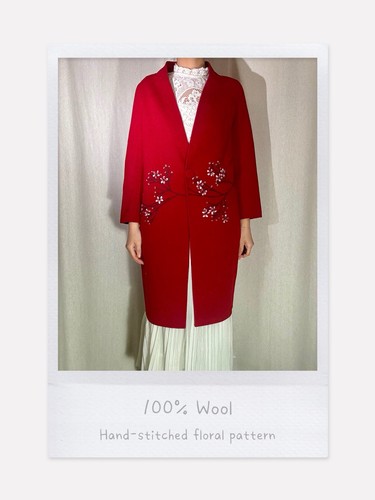Red 100 pure - wool, embroidered