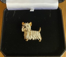West Highland Terrie Westie Dog Brooch With Enamel In Gold Tone