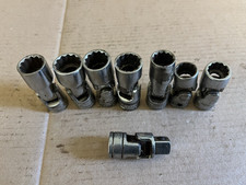 8 x Snap On 3/8"  12-Point Shallow  Swivel Sockets   made USA & Canada