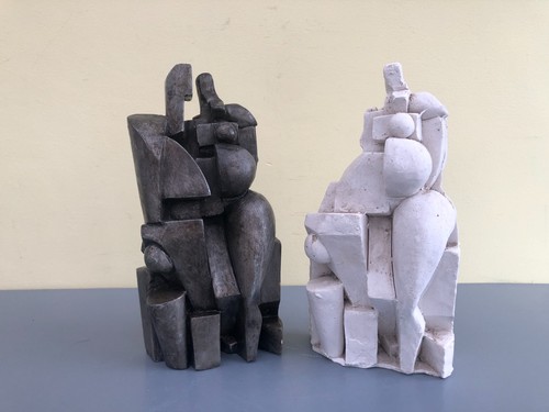 Pair modernist abstract - of,