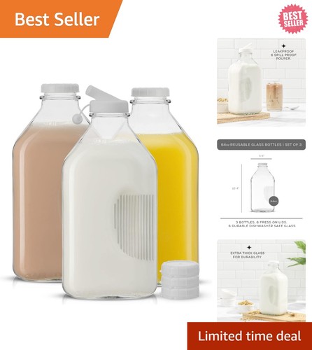Glass milk bottles with - milk,