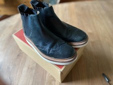 Grenson Womens Alice Pull On Brogue Navy leat Boots Size UK 7 Extralight Soles