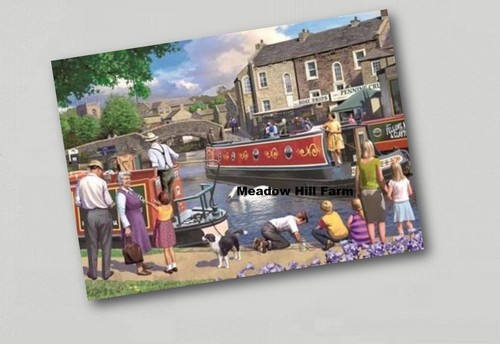 Fridge magnet canal - canal, barge