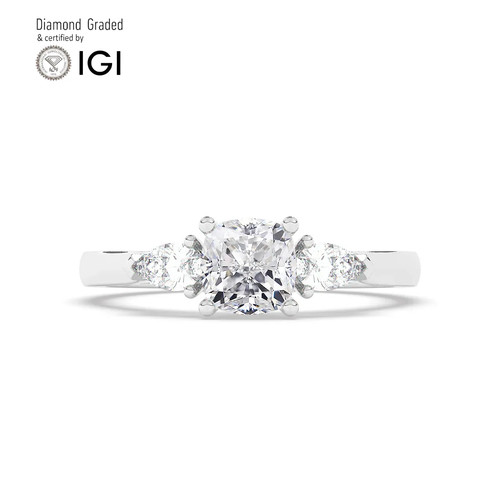 Cushion diamond trilogy ring - cushion,